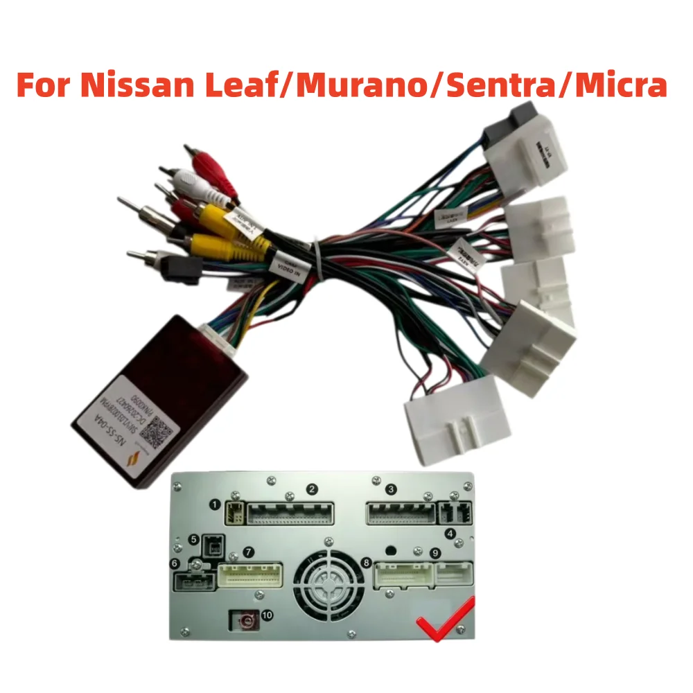 NS-SS-04A For Nissan Leaf/Murano/Sentra/Micra/ Qashqai J11/Navara D40 Support 360 Camera Android GPS Radio 16 Pin Wiring Cable