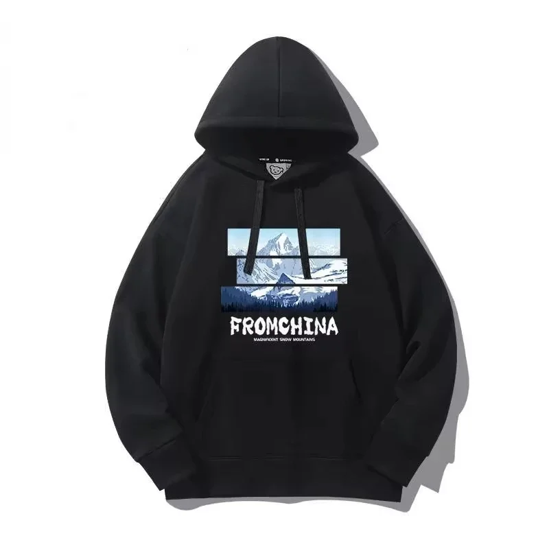 

Men's Mountain Printing Hoodies Cotton Hooded Sweater Outdoors Sports Sweatshirt Men Pullovers Women Tracksuit Casual Size S-5XL