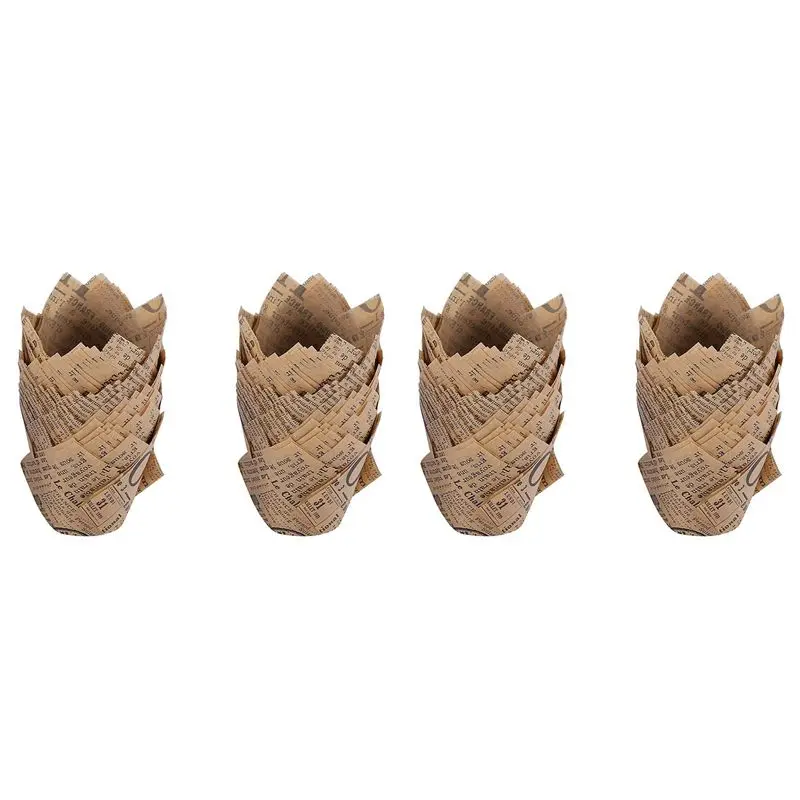 AB11-300 Pcs Tulip Cupcake Liners Baking Cups Muffin Liner Grease-Proof Paper Cupcake Wrappers For Wedding, Birthday Party