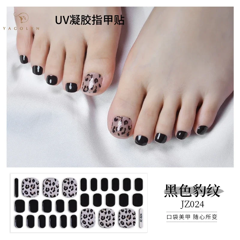 28Tips UV Gel Nail Sticker Semi Curing Phototherapy Toenail Patch Waterproof Baking Lamp Required Nail Art Decorations