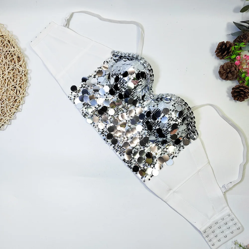 Spicy Girl Fishbone Strapless Top High-End Fish Scale Design Beautiful Back Underwear One-Piece Fixed Cup Strapless Vest
