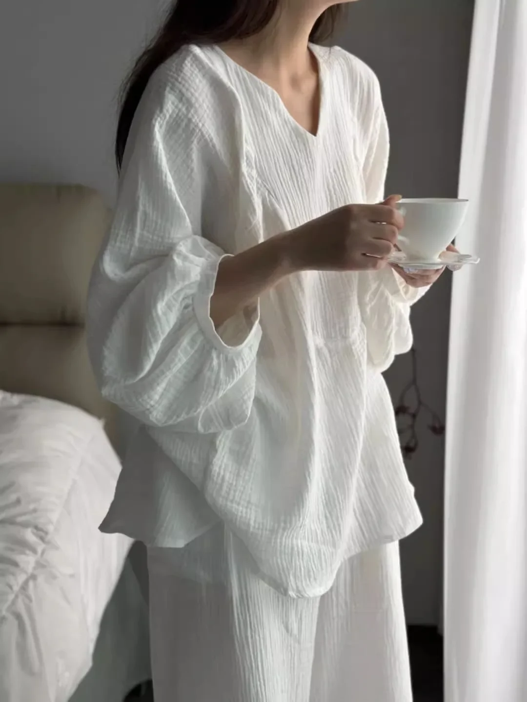 Pajama Sets Women Solid Simple Daily Home Creativity Vintage Seductive Minimalist Korean Style Leisure Special Charming Elegant