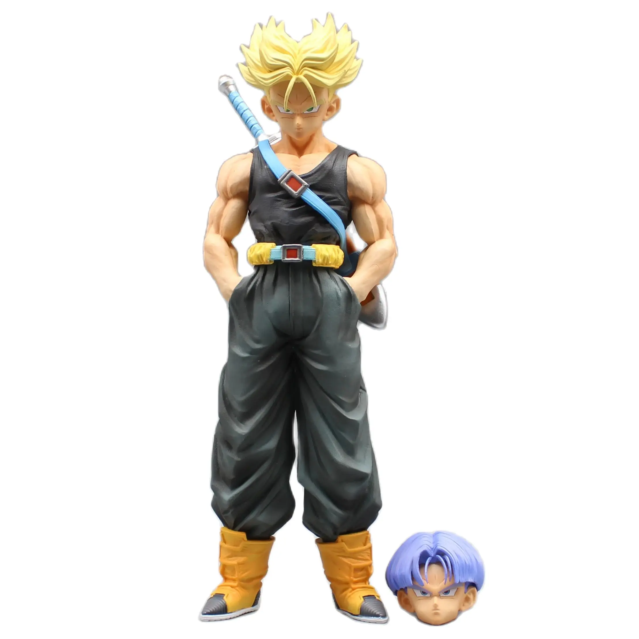 

Dragon Ball Z Super Saiyan Torankusu Trunks 10.5" Animation Figure 2 heads Replaceable , Anime Model Ornaments Decoration Doll