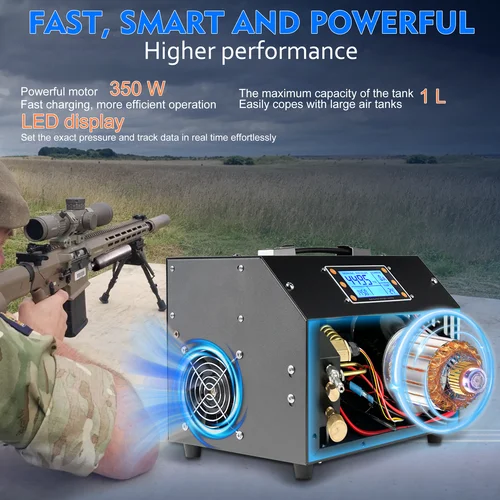 Imagen 2 del producto Compresor de aire PCP de alta presión TUXING TXET063 de 300 bar Fuente de alimentación incorporada con sistema de control digital con pantalla LCD para pistola de aire comprimido