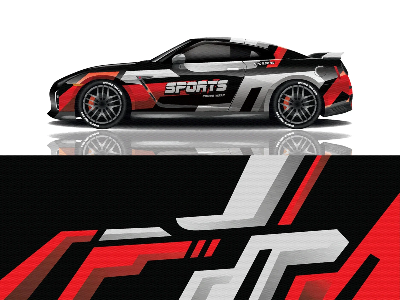 Car Decal Graphic Vinyl Wrap Vector Image of Modern Design Car Tuning Sticker High Quality 300*60cm