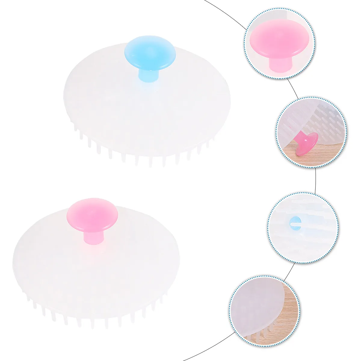 2Pcs Shampoo Brush for Hair Scalp Cleaning Massage Relaxation Soft Bristles Portable Handheld Shower Bath Tool Women Safe