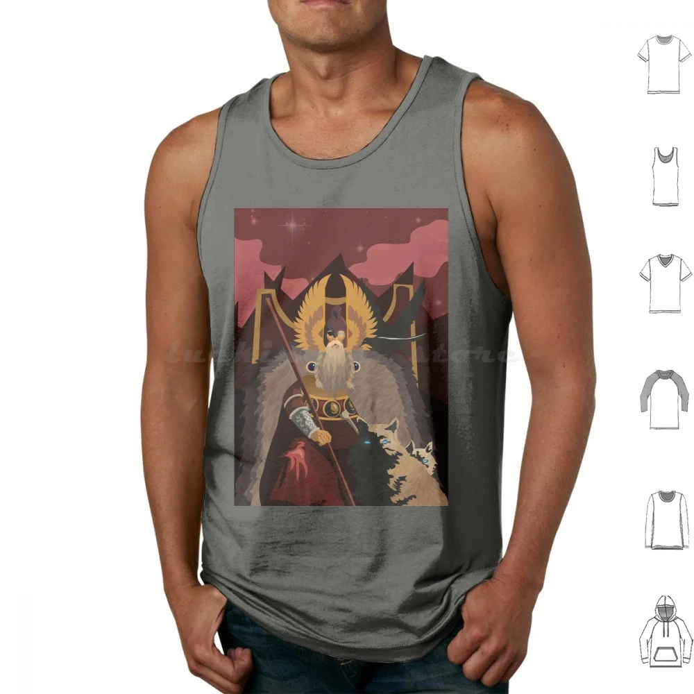 Odin Tank Tops Vest Sleeveless Viking God Odin Wolfs Nordics Ravens Wolf Raven Nordic God Nordic Geri Freki Vikings Viking