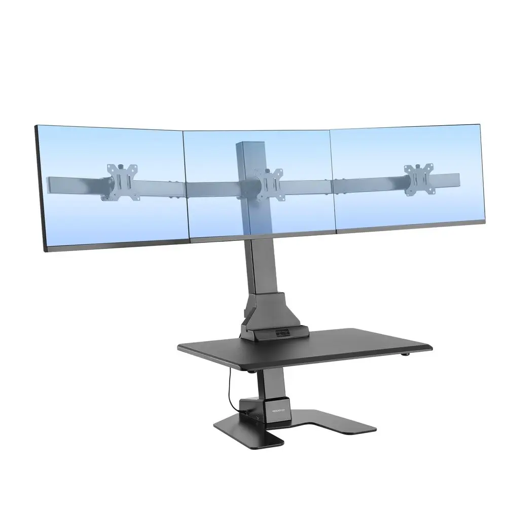 Triple Monitor Electric Standing Desk Converter 3 Screens Stand Up Desk Riser Height Adjustable Desktop amp 3 Mounts for Screen