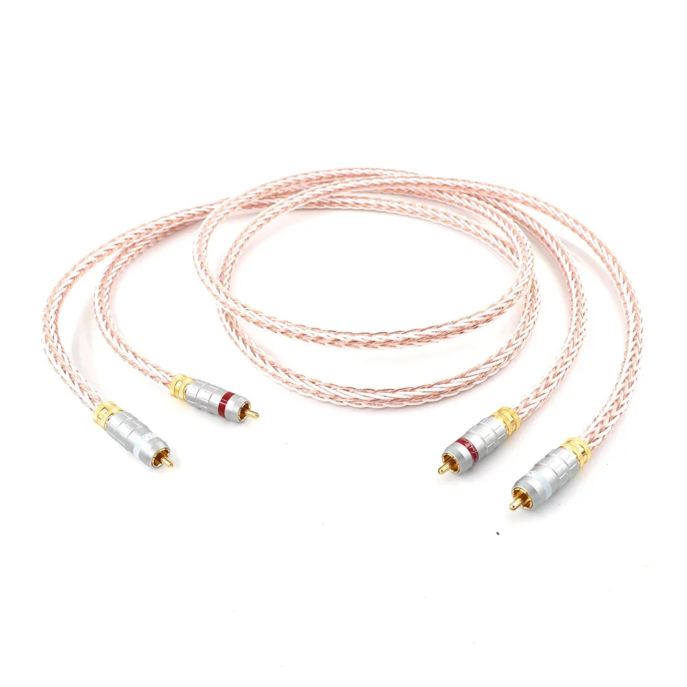 

High Quality4TC 7N OCC Pure copper RCA Cable Hi-end CD Amplifier Interconnect Gold Plated2RCA to 2RCA Male Audio Cable