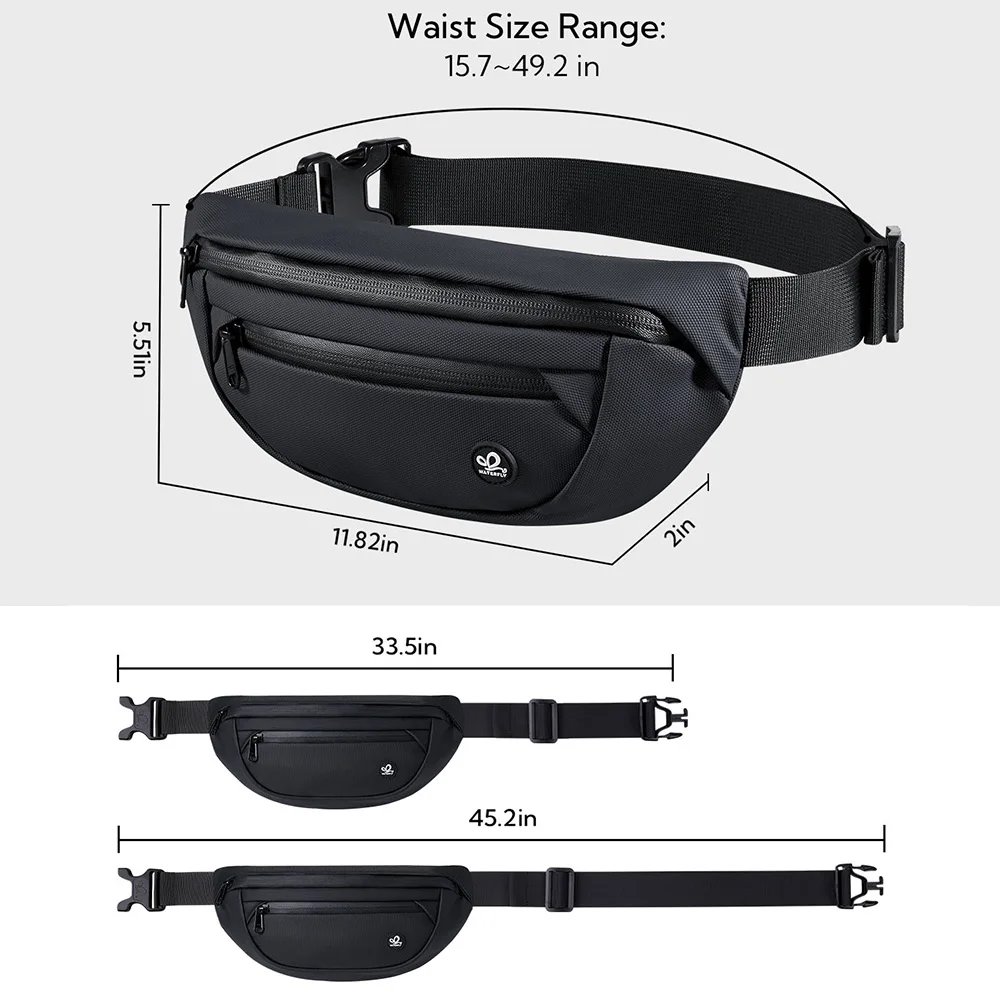 WATERFLY Fanny Pack Waist Packs Small Waist Bag For Women Men Fashion Crossbody Belt Bags For Hiking Running Travel Walking