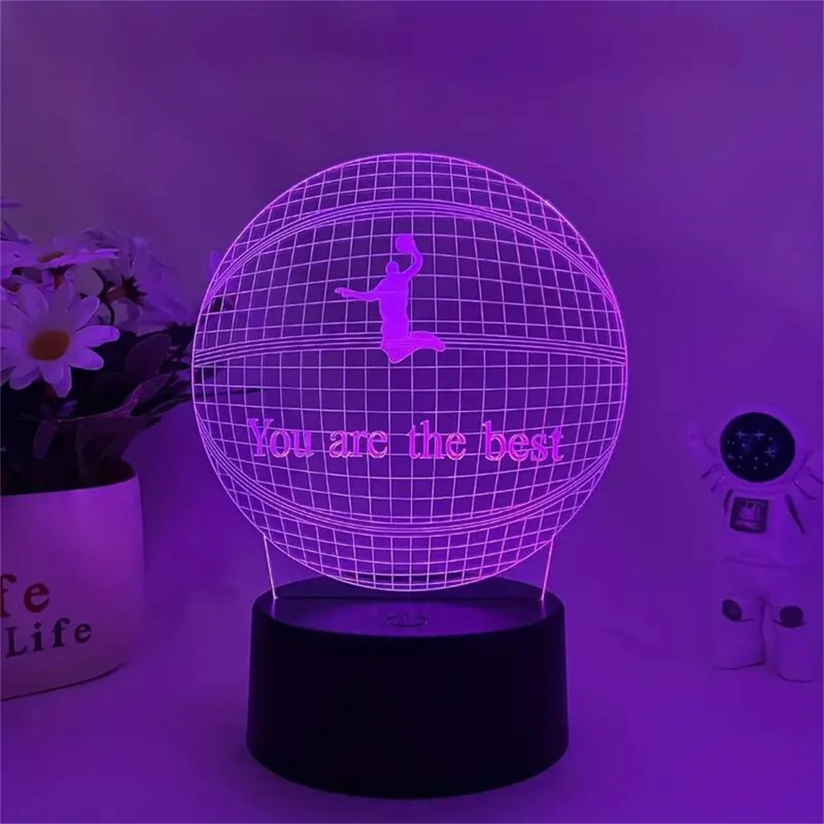 1pc Basketball 3D Night Light, 3D Optical Illusion Lamp With Touch, 7-Color Changing Ambient Light For Bedroom
