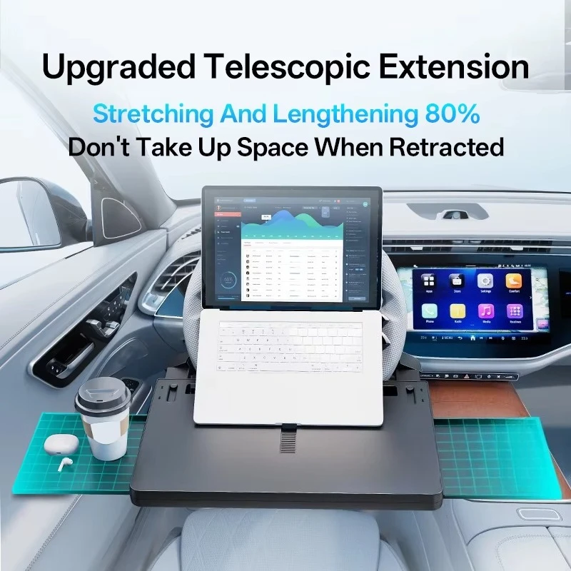 Car Tray Table Food Tray Desk Folding Laptop Desk Auto Steering Wheel Tray Mount Adjustable Water Cup Computer Bracket