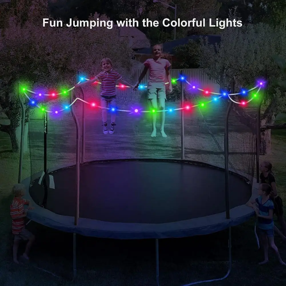 

LED Trampoline Lights Waterproof Strip Light With Remote Control 16 Colors Night Play Rope Lights For 8/10/12Ft Trampoline Rim
