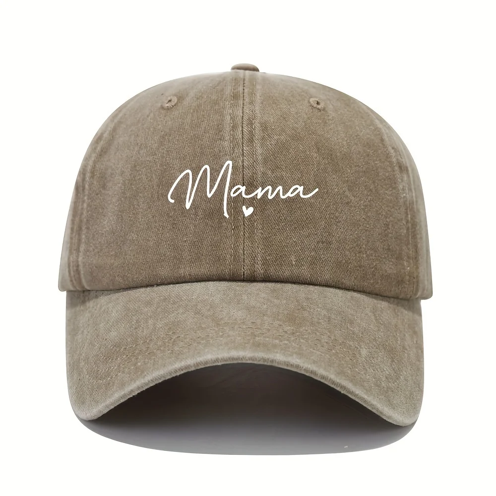 Mom loves patterned printed baseball caps, retro and fashionable women's casual washed dad hats, outdoor soft top sports hats