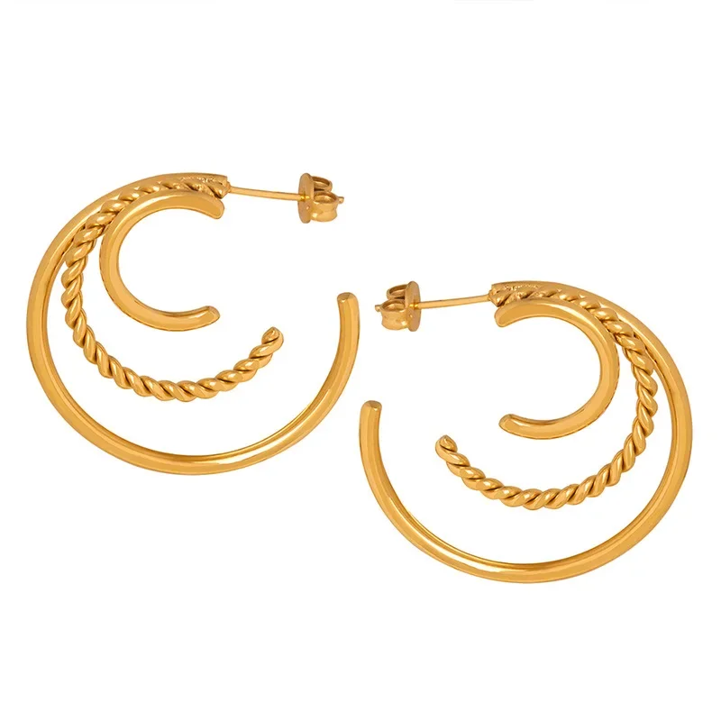 

C-Shaped Earrings 3 Layer Semi-Circle Eardrop For Women Hoop Dangle Ladies 2023 Gift Fashion Jewelry