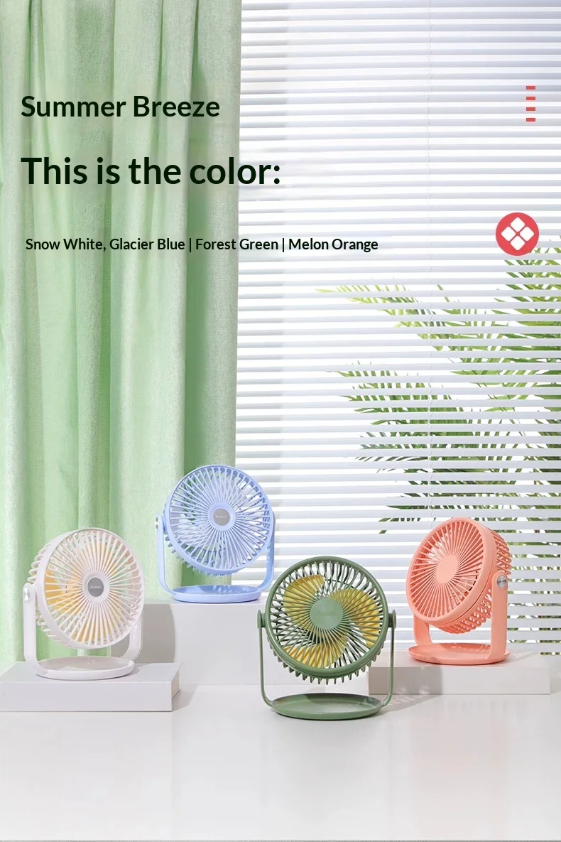 Yoobao F2 Desk Fan Usb Rechargeable 3 Speed 360 Degree Rotation Quiet Portable Table Fan For Home Office