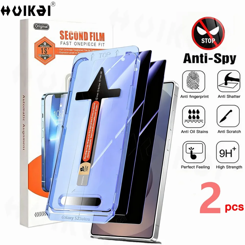

For Samsung Galaxy S25 Ultra S25 S24 2 Pack Tempered Privacy Glass Screen Protector Auto Dust Elimination Bubble Free HD Covers