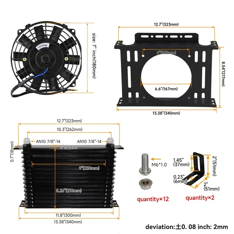 AN10 15 Row Oil Cooler New W/ Bracket 7