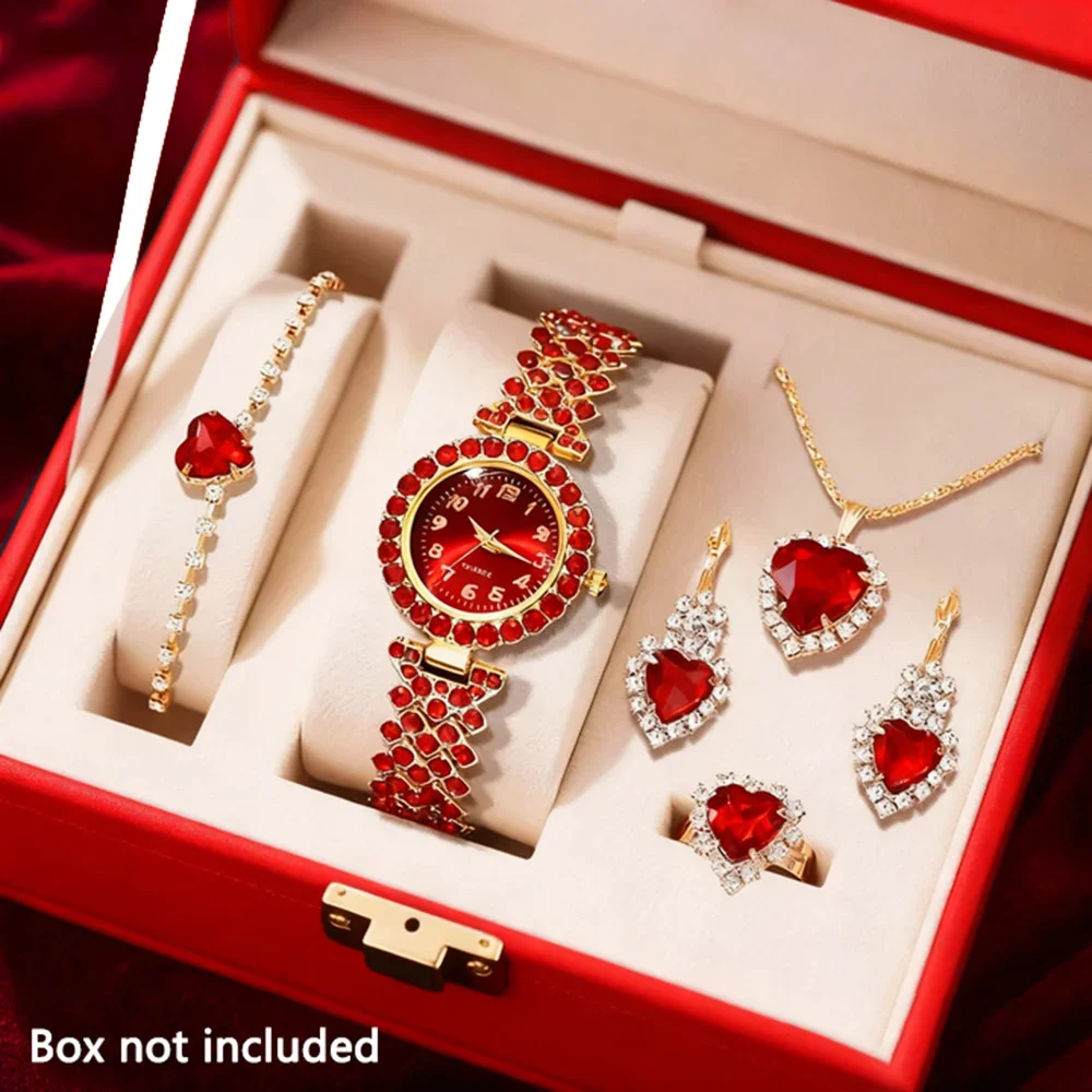 women's quartz watches with necklaces, earrings, bracelets, and accessories set