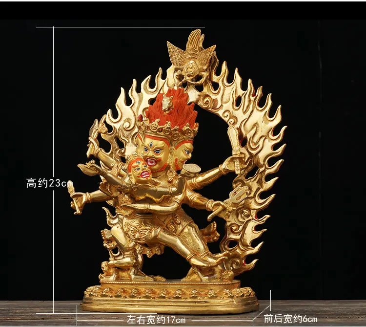 23cm TALL##  home family bless Safety Health Talisman # Tibet efficacious Protection Nepal Gold-plated Hayagriva Buddha statue