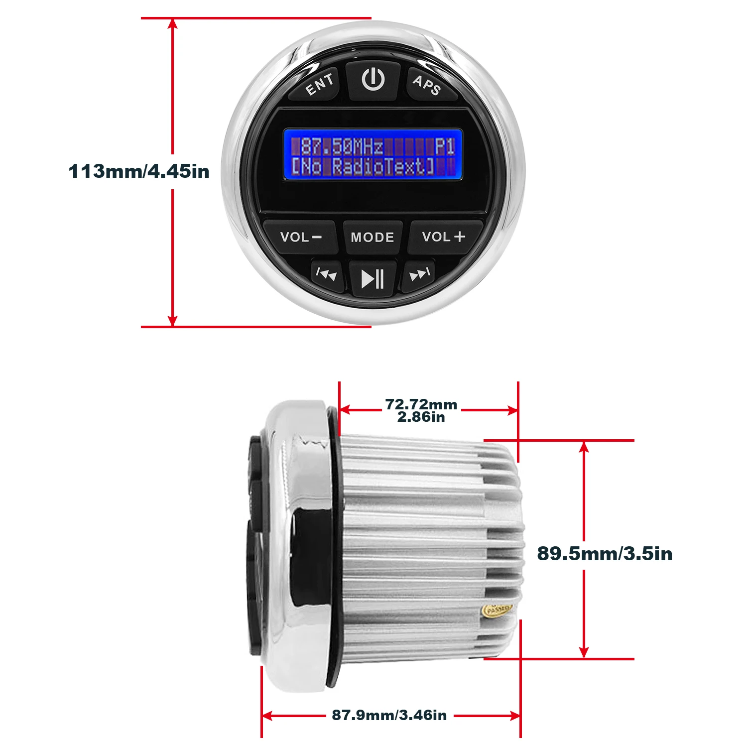 HASDA-Waterproof Marine Radio, DAB Stereo, Bluetooth, FM, AM, Mídia Digital, Sistema de áudio para Yacht Gauge, ATV, UTV, Barcos a motocicleta