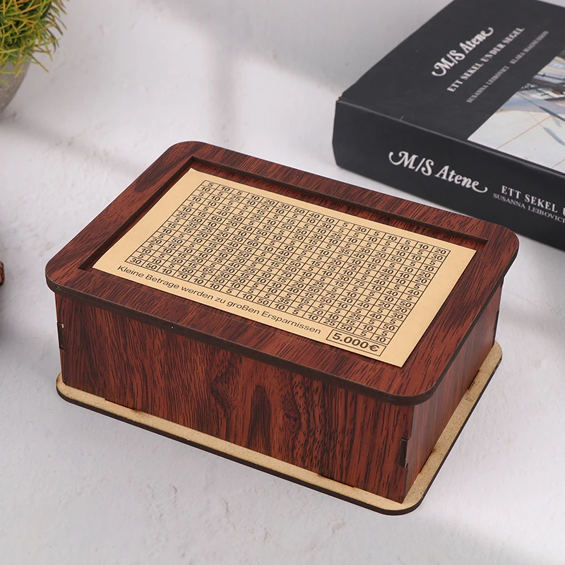 1Set Wooden Piggy Bank Money Container Money Box For Cash Saving Treasure Coin Case 1000/5000/10000 Euro