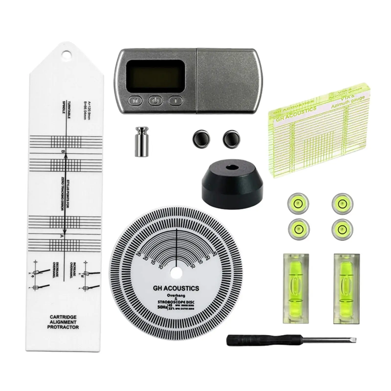 Juego de Herramientas de tocadiscos duradero, Stylus Phono, regla de ajuste azimutal práctica profesional, alineación de cartucho de tocadiscos