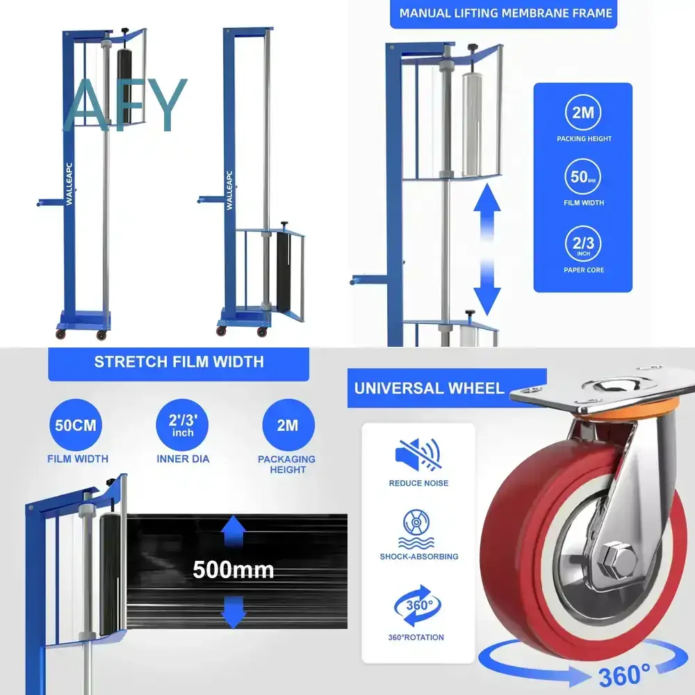 Wallepac for Semi-Automatic Stretch Film Wrapping Machine 50 cm Dispenser Tool for Manual Pallet Packing Machine Stretch Wrap