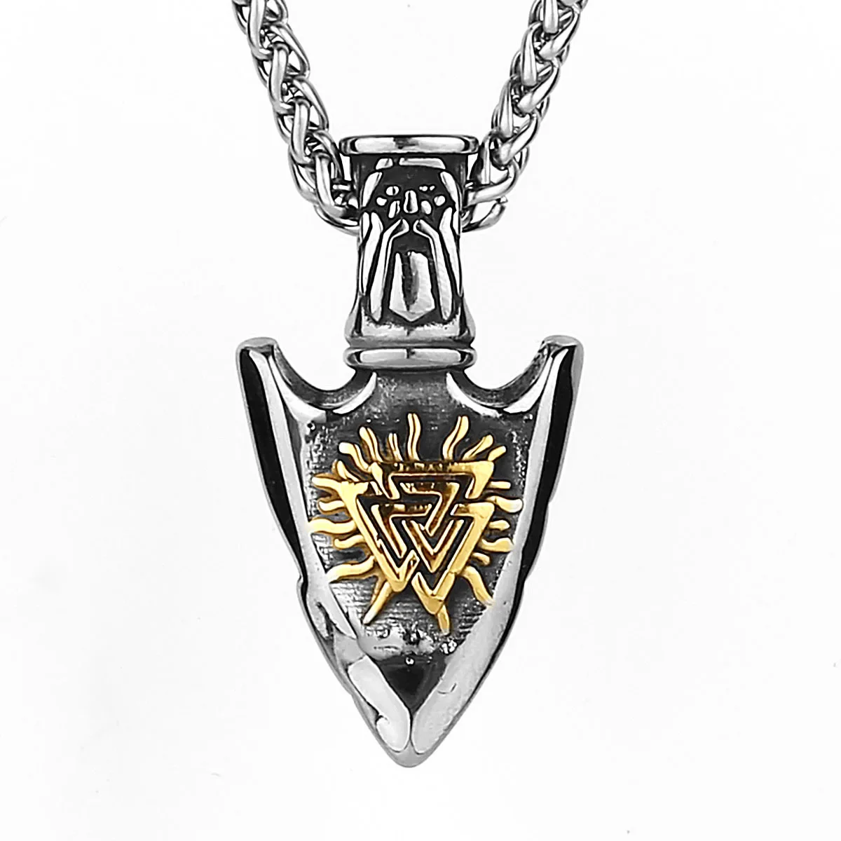 

CHUANGCHENG Viking Compass Rune Arrow Creative Stainless Steel Pendant Men's Necklace Chains