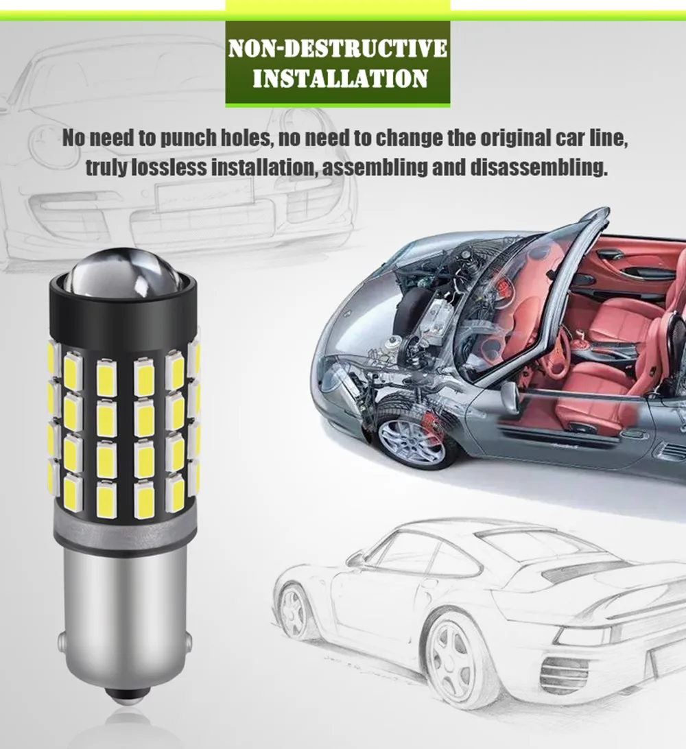 jiachi 100PCS T4W BA9S LED Blub H6W LED For Car Rear Map Light 3014 SMD White Auto Parking Reverse Lamp 6000K DC 12V 24V