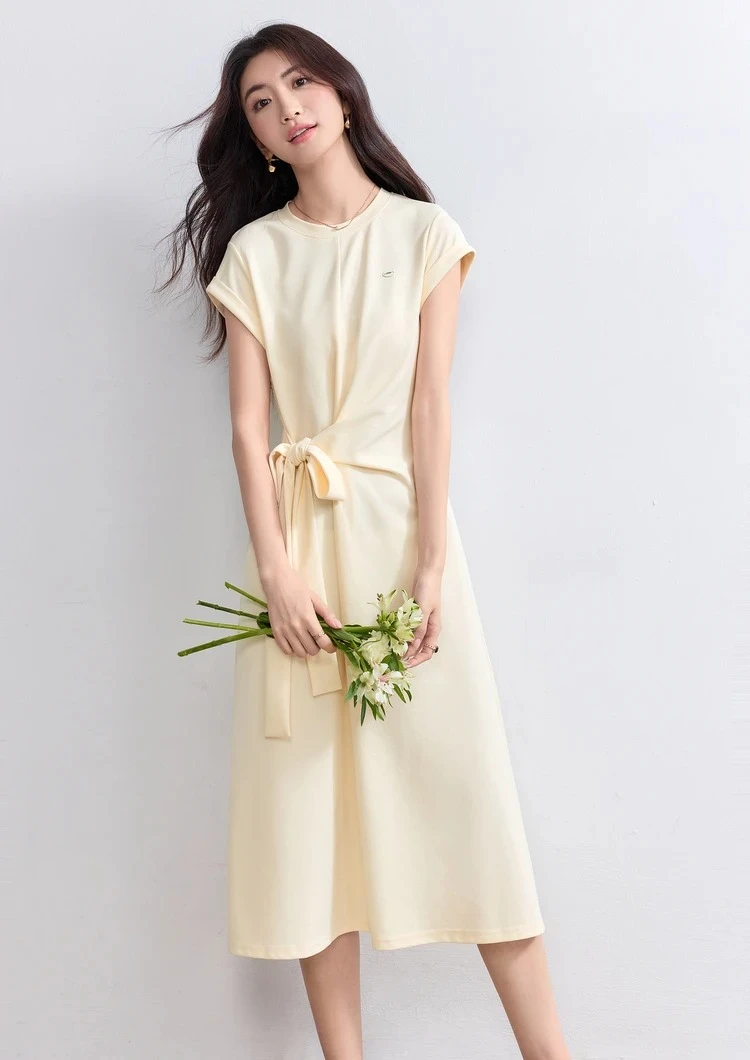 

SENTUBILA Knitted Dress Women's Summer 2025 Simple Commuter Round Neck Shoulder Short Sleeveless Dresses Woman Clothes Q52LB2161