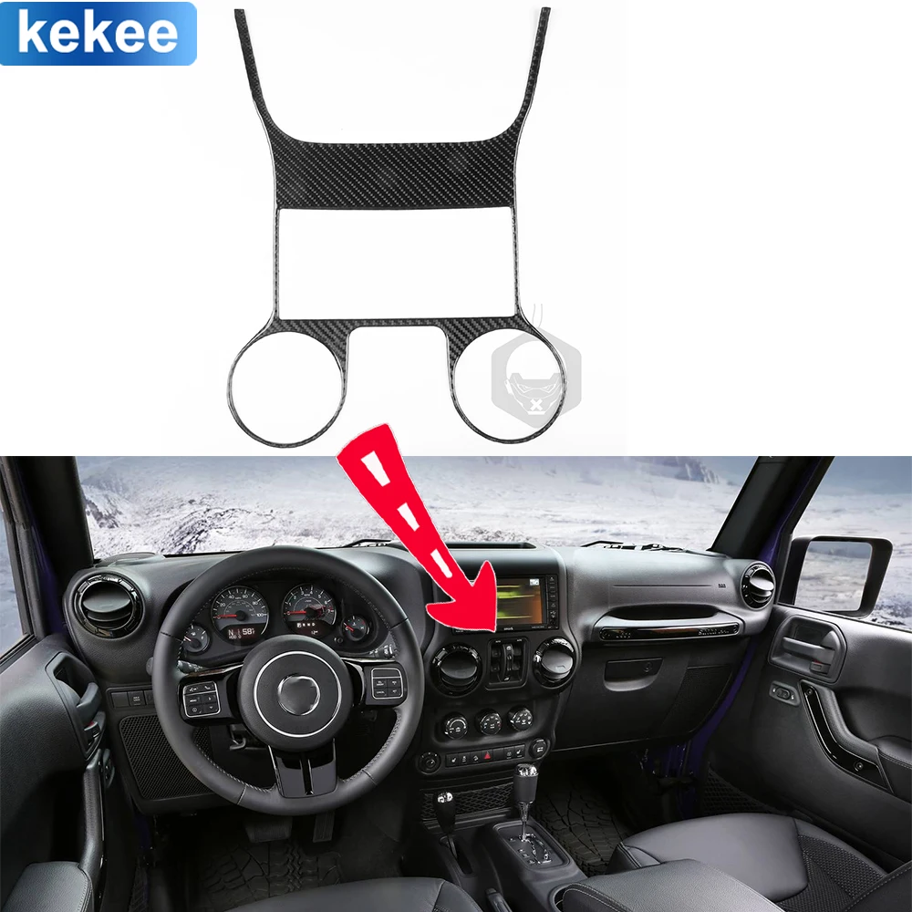 

For Jeep Wrangler JK 2011-2017 Dashboard Center Console Panel Cover Real Carbon Fiber Stickers Car Interior Moulding Accessories