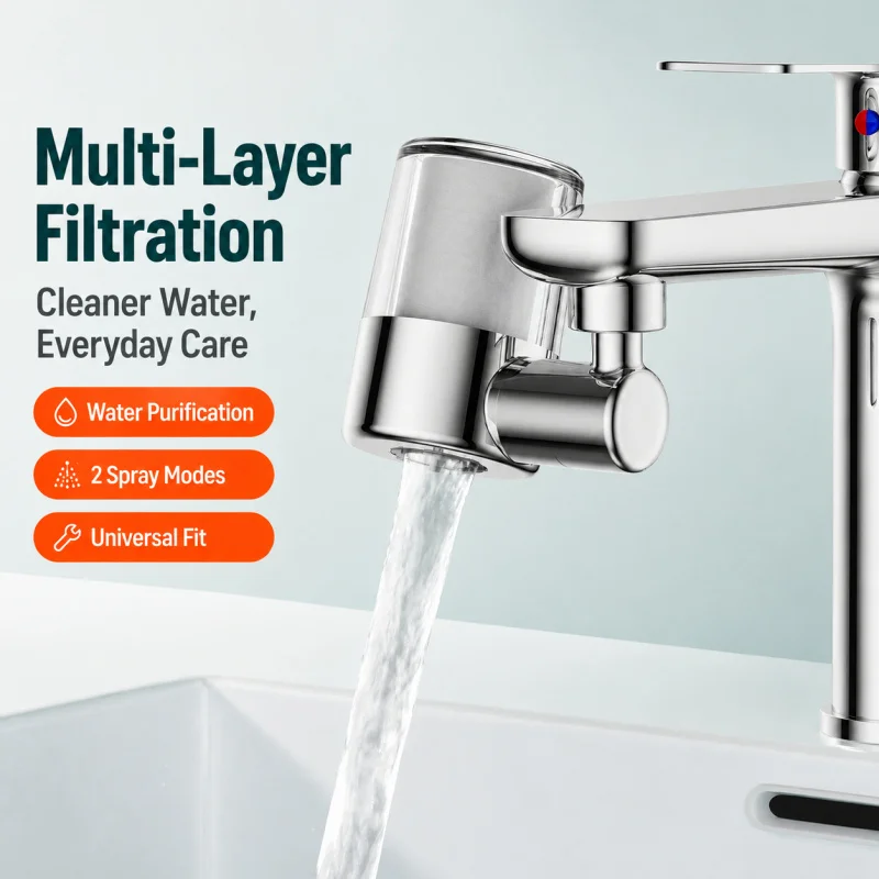 360° Swivel Faucet Extender Water Filter 2 Modes Anti Splash High Pressure Aerator Kitchen Sink Nozzle G1/2