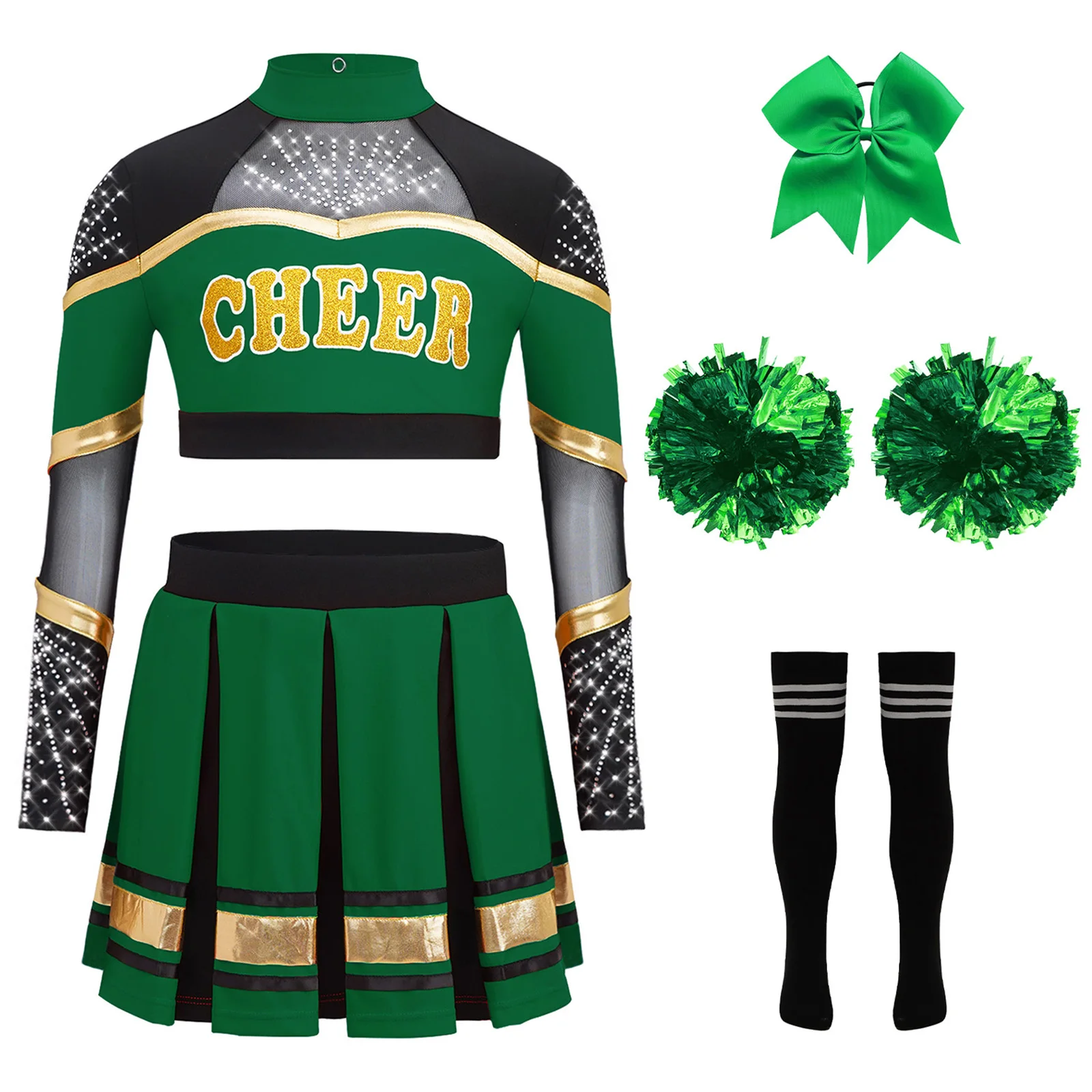 여자 고등학교 치어리더 의상 할로윈 치어 유니폼 스포츠 댄스 대회 팀 치어리딩 드레스
