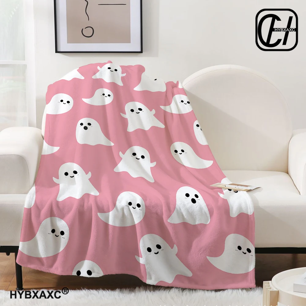 1PC Halloween Ghost Little Ghost pattern, skin -friendly, warm, soft, four seasons, home office travel thickened flavor blankets