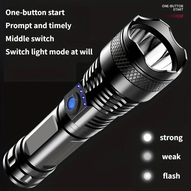 Super Bright LED Flashlight,10000 Lumens High Lumens Rechargeable Tactical Flashlight,IPX7 Waterproof Torch for Camping Hiking