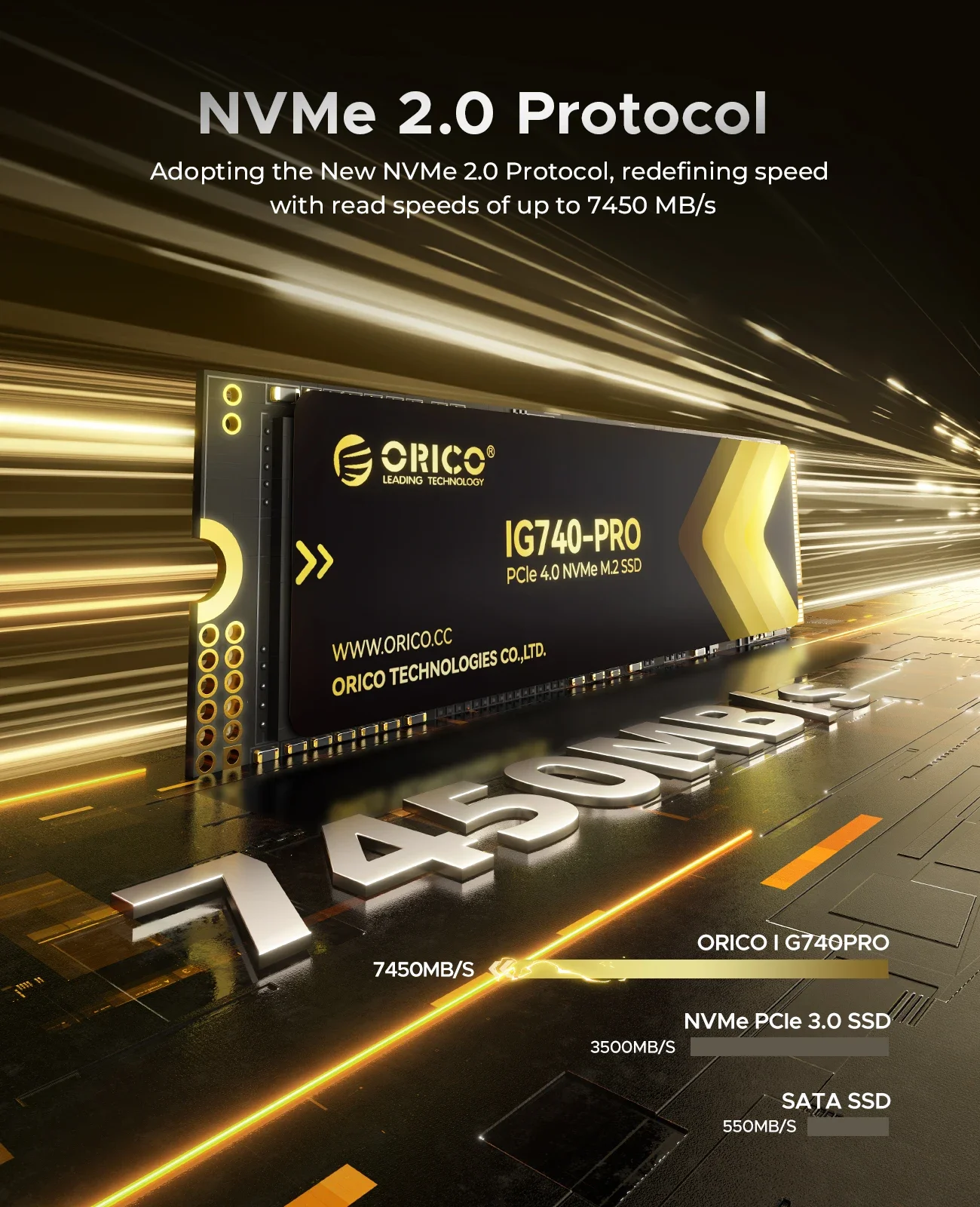 ORICO IG740 NVMe 2.0 Internal SSD Solid State Drive PCIe Gen4 M.2 2280 7450MB/s for High End Computing Workstations PlayStation