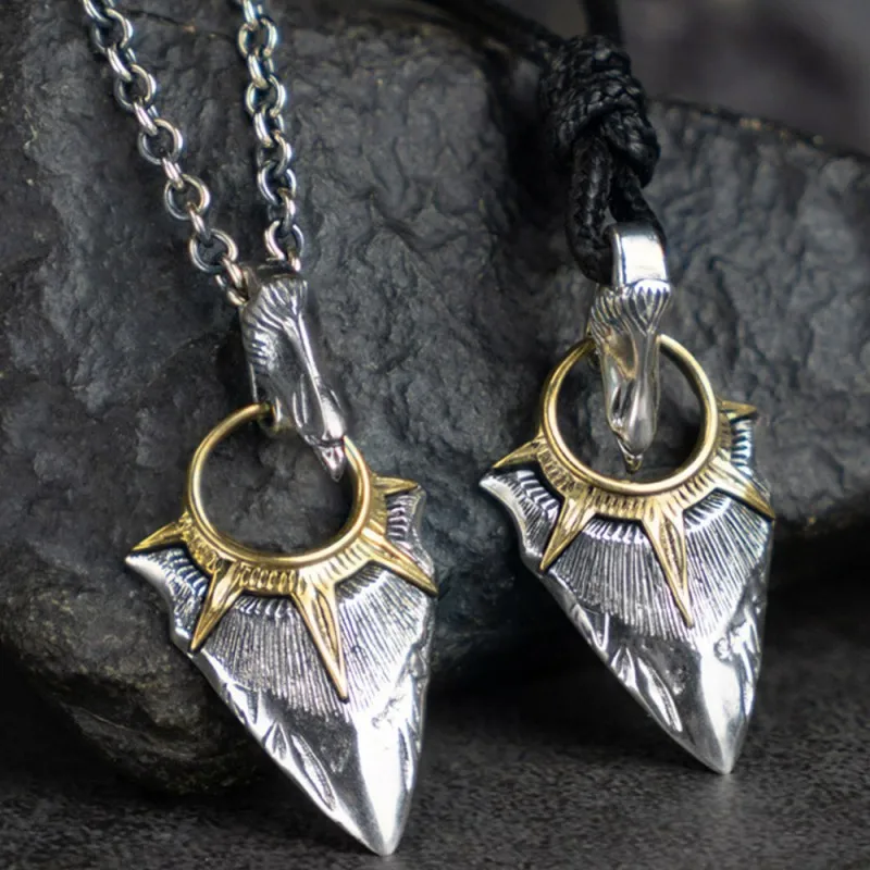BOCAI New s925 silver eagle head sun spear head pendant for man stylish personality female pendant dolid 925 silver man pendant