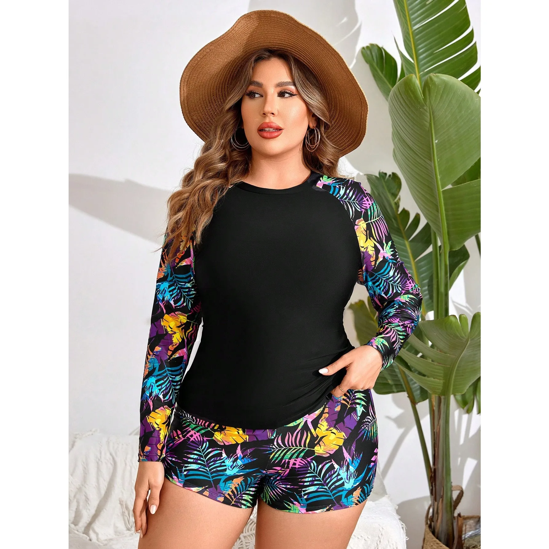 Nowe seksowne bikini plus size, strój kąpielowy damski z długim rękawem, nowy tankini, kostium kąpielowy, sukienka kąpielowa dla puszystych, strój kąpielowy damski. — zdjęcie 2