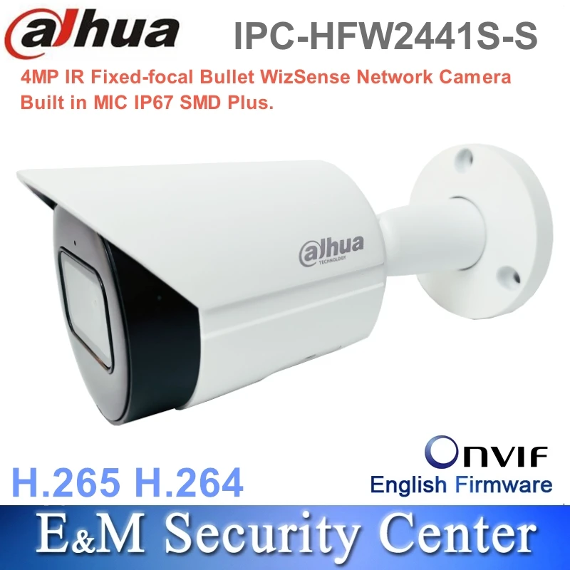 Wholesale Dahua Original 4MP IPC-HFW2441S-S Built in MIC IR Fixed-focal Bullet WizSense Network POE Security Camera