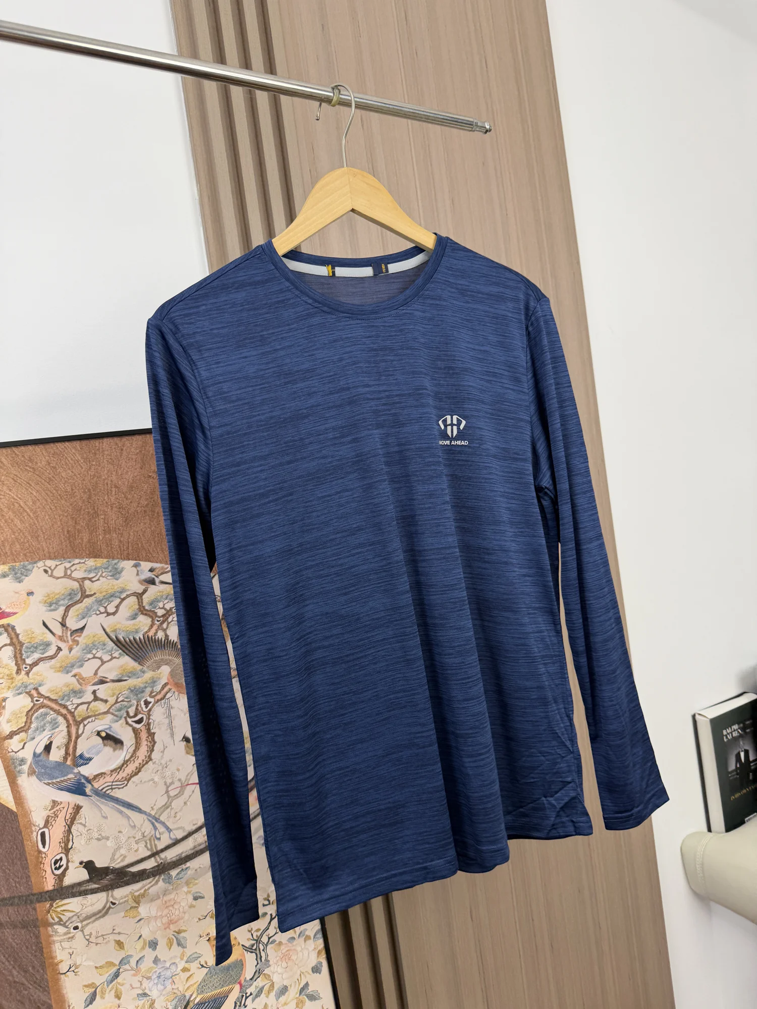 Quick Dry Elastic Men's Casual T-shirt Spring Summer Thin Reflective Print round Neck Long Sleeve Standard Fit Fashion Urban ...