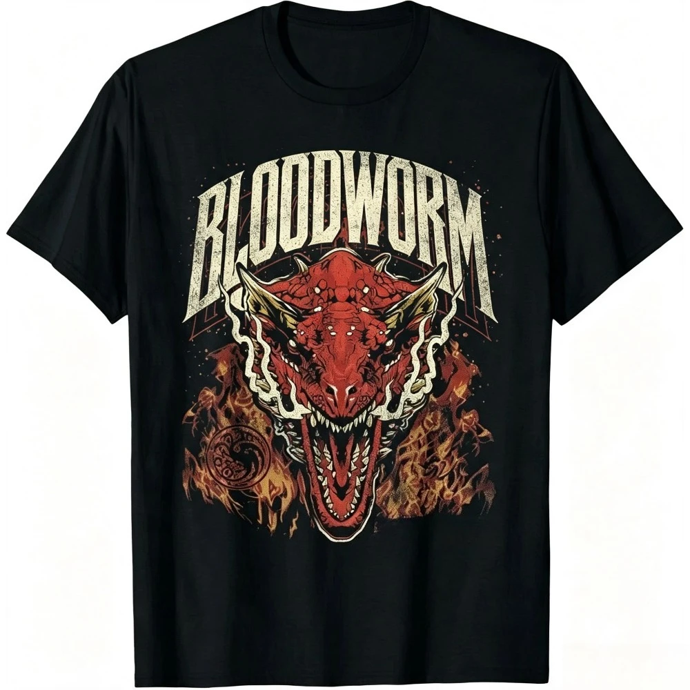 Vintage Dragon Beast Graphic T-Shirt Retro Distressed Fantasy Dragon Head Tee Dark Myth Creature Casual Shirt For Men Streetwear
