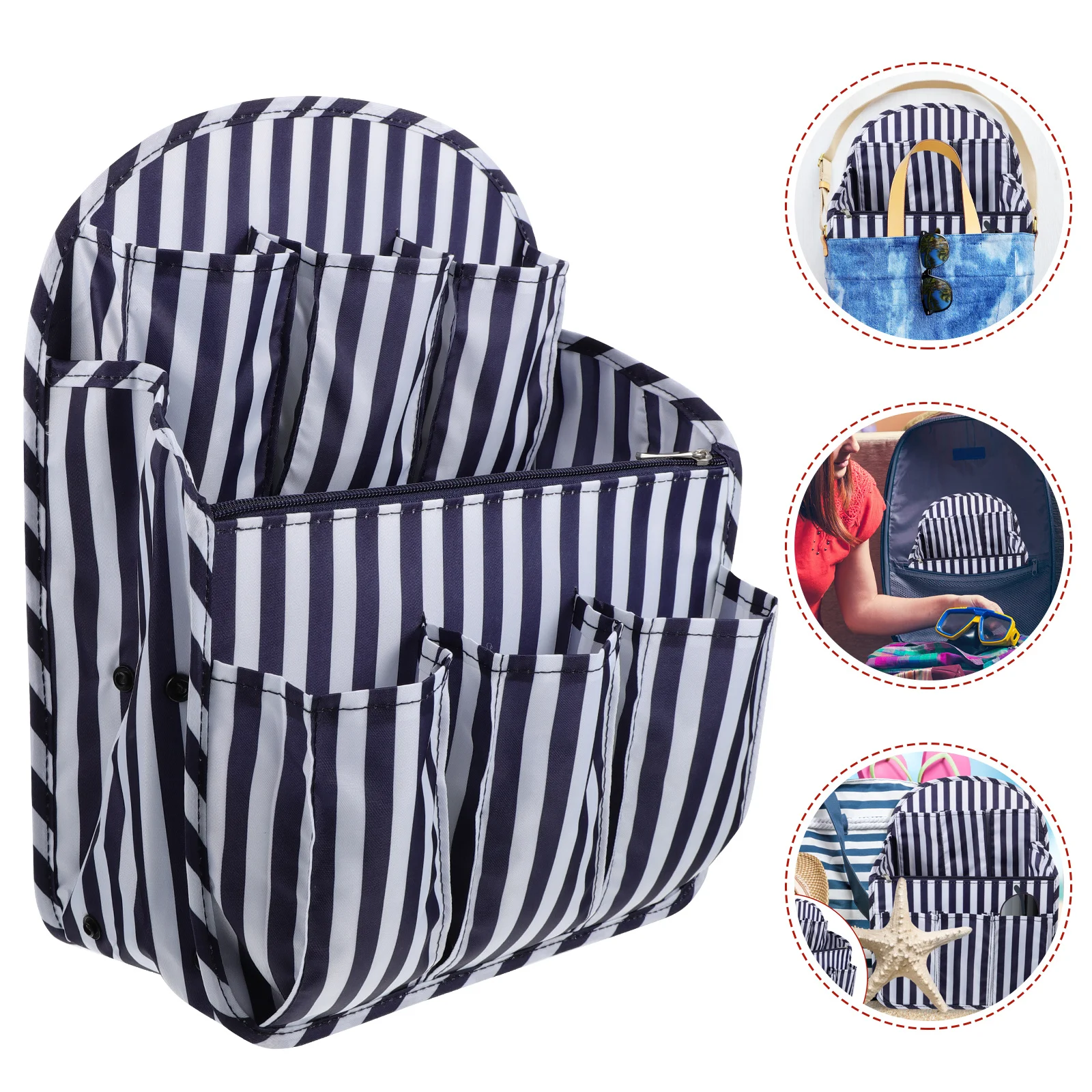 

1Pcs Backpack Organizer Insert Thick Nylon Multi-Pocket Interior Bag for Tote Purse Tablet Travel Organization Storage
