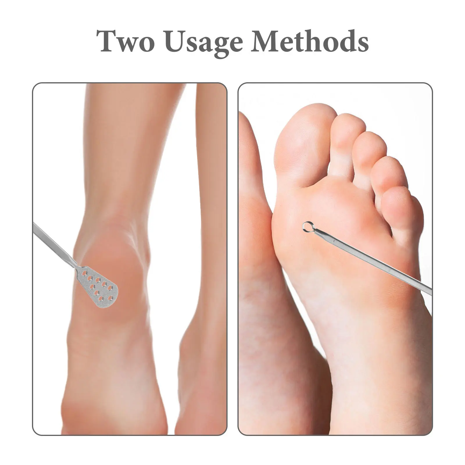 

Stainless Steel Foot File Double Heads Manual Heel Exfoliating Tool for Dead Skin Callus Remover Portable Foot Scrubber Rubbing