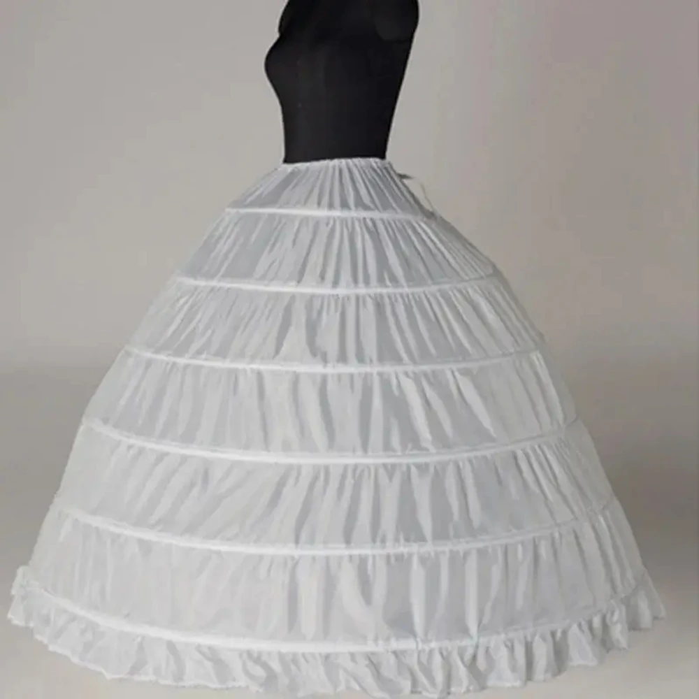 Black Wedding Petticoat For Quinceanera Ball Gown New 6 Hoop Crinoline Long Floor Length Underskirt Skirt Half Slips Accessories