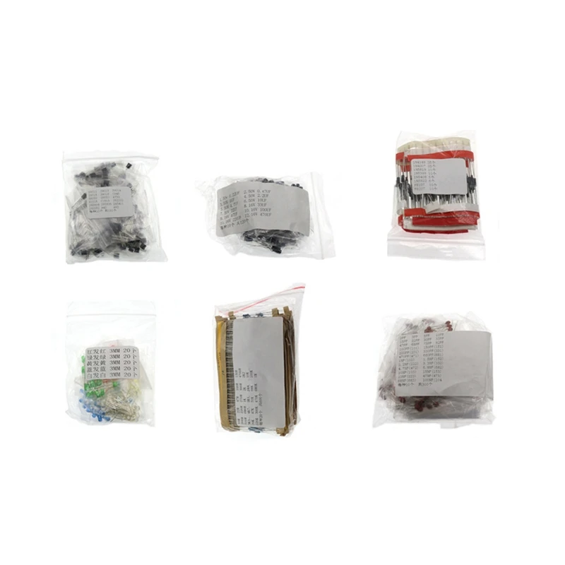 1390PCS 6 Kinds Of Components Package Resistor Package Electrolytic Capacitor Package Diodes Electrolytic Capacitor