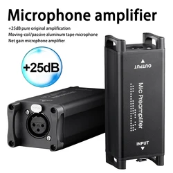 Microphone Preamp Audio Booster Ultra-Clean Gain Dynamic Mic Preamplifier for Studio or Home Recording Livestream Broadcast