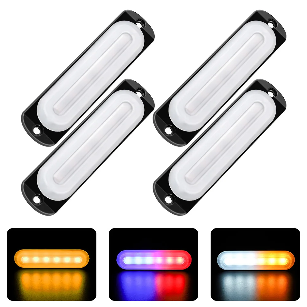 Car Truck Flash Light 6 LED Flashing Warning Light 12V 24V Strobe Light Safety Tips For Work Fog Lights Truck Side Light