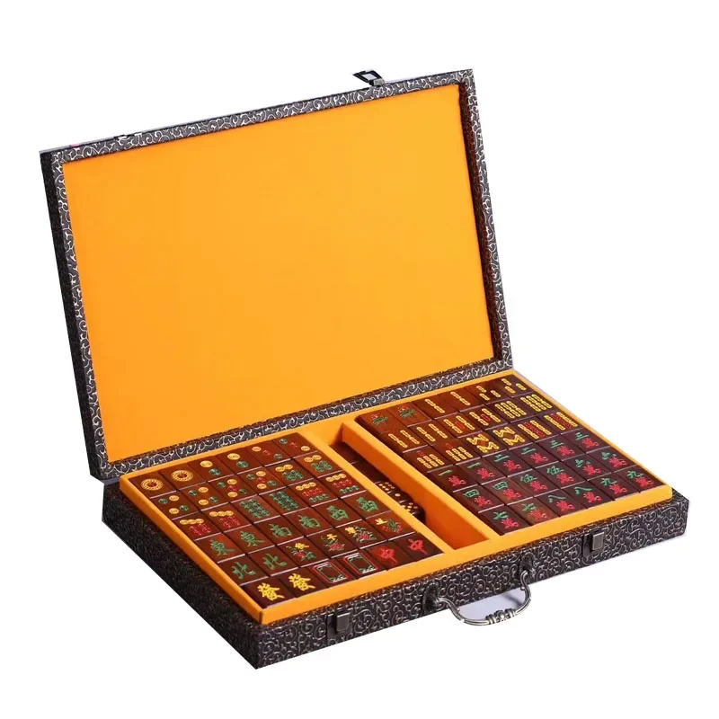 Household Mahjong High end Chess and Card Solid Wood Hand Rubbing Set