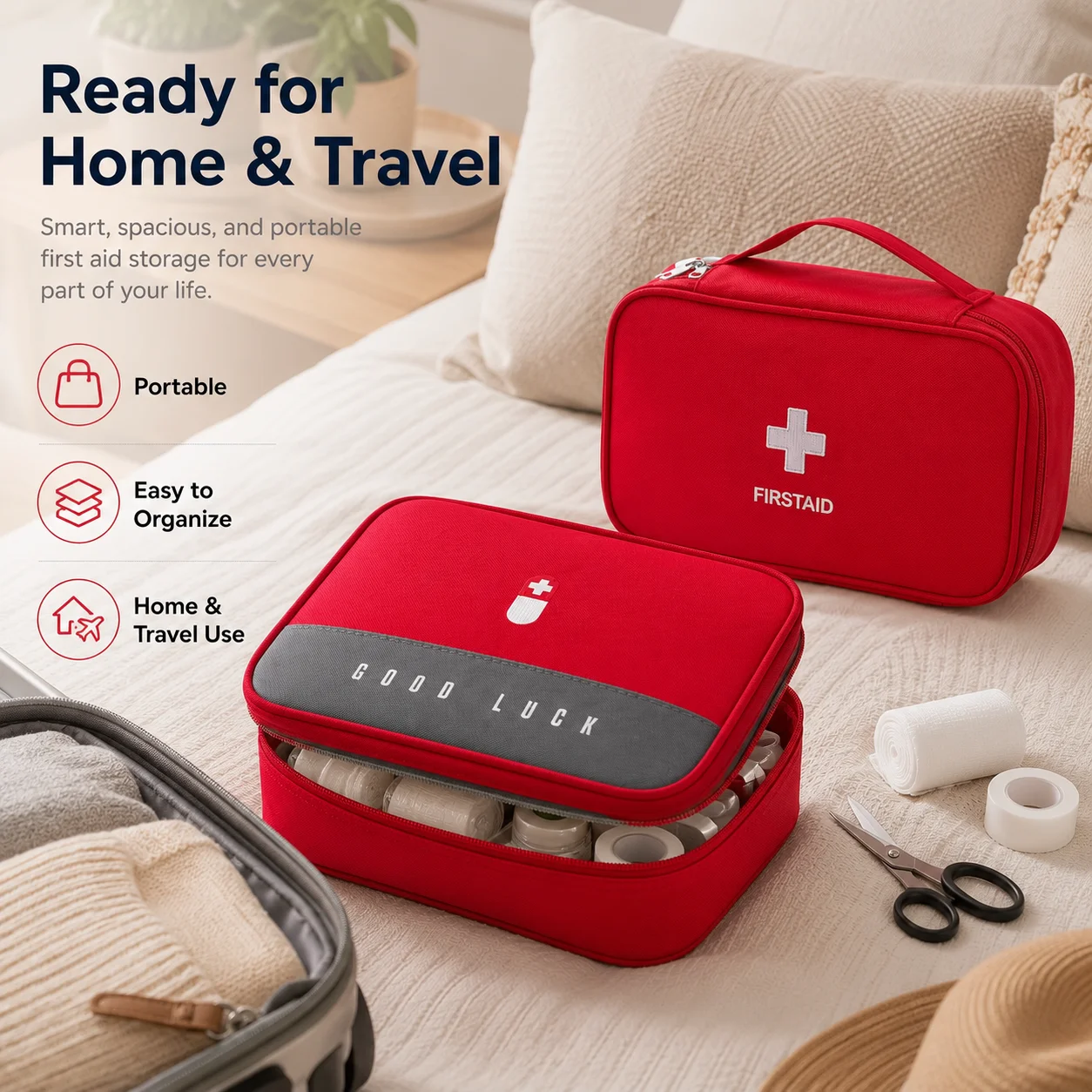 Empty First Aid Bag Portable Emergency Kit Zipper Pouch Oxford Cloth Thick Medical Bag